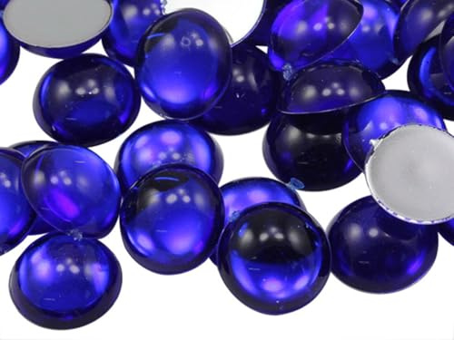 Allstarco Cabujones acrílicos de 13 mm con parte trasera plana, zafiro azul oscuro, gemas de plástico para manualidades, disfraces, tarjetas, joyas, suministros para hacer joyas, cosplay, 50 piezas