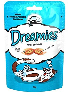Dreamies Katzen-Leckerli mit Scrumptious Salmon (60 g) - Packung mit 2