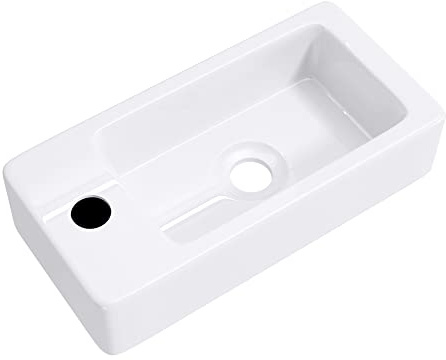Mai & Mai Petit Lavabo Suspendu Blanc Vasque en Céramique Lave Mains WC Salle de Bain Invités BR3053R