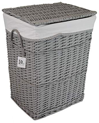DVier Wäschekorb, weide, wasch grau, rechteckig, 40x30 h.54