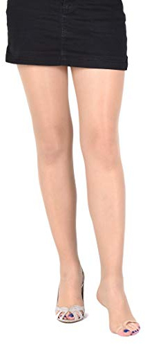 SENTELEGRI Toeless Sheer Summer Tights 15 Denier Open Toe (Beige, Large)