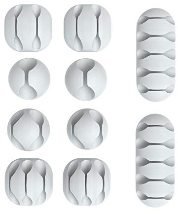 EAZY CASE 10x Kabelclips zur Kabelbefestigung, Verschiedene Größen, elastisch & selbstklebend I Kabel Befestigungsclips, Kabelhalter für Kabelmanagement, flexibel, Weiß