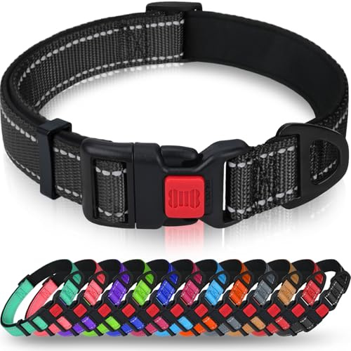 Taglory Collier Chien Réfléchissant Solide pour Grand Chien, Noir
