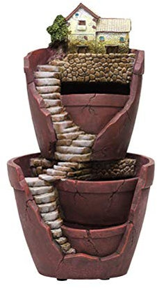 VOSAREA Fairy Garden Pot Micro Landscape Pot Resin Planter with Miniature House for Succulent Plants Micro Landscape Decorations