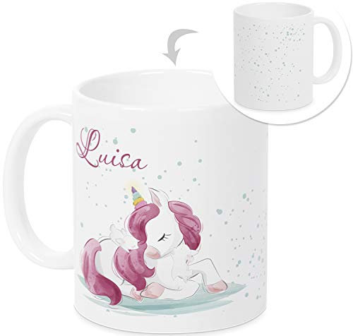 GRAZDesign Einhorntasse Mädchen mit Namen, Kindertasse Tasse personalisiert, Namenstasse zum Geburtstag Keramik 330ml - Einhorn