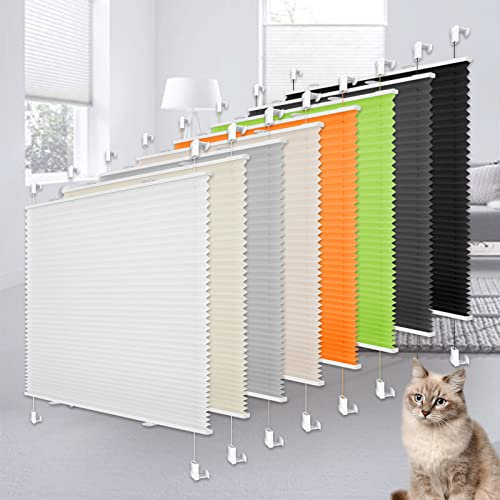 Heligo Plissee Klemmfix Plisseerollo ohne Bohren Weiß 75x120cm(BxH) Sicht-Sonnenschutz Jalousie Klemmfix Rollos für Fenster & Tür, Lichtdurchlässig Faltrollo Raffrollo mit Klemmfix-Halterung