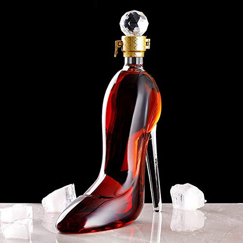 JTYX Exquisito Vino Licorera 750ML, Alto Tacones Forma Mano Estropeado 100% Sin Plomo Cristal Vaso Decantar Aireador, Hogar Decoración Creativo Vino Botella