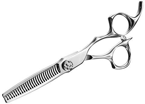 AOLANDUO 6 Tijeras de afeitar de alta gama-AICHI Acero hecho a mano Tijeras entresacar-Filo de navaja/diseño de punta/riguroso para estilistas de salón y peluqueros