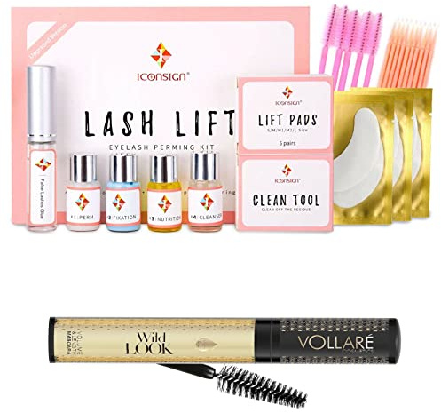 P-Beauty – ögonfranslyftningsset för ögonfransvåg inklusive gratis mascara med arganolja 12 ml – ögonfranslaminering – ögonfranslyft och ögonbryn lyftset – lash lyftkit – ögonfranslockning (WILD LOOK)