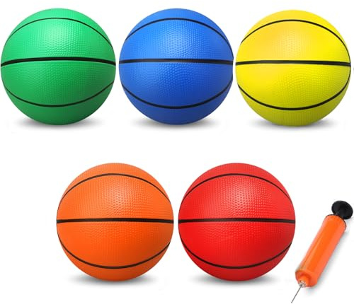 6 INCH PVC Mini Basketballs for Indoor Hoops, Soft 6 Rubber Replacements for Over Door Hoops, Little Basketballs for Adults & Kids (3 PCS with Air Pump)