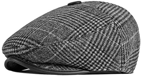 WHSPORT Herren Schiebermütze Flatcap Mütze Schirmmütze Newsboy Flat Cap Baskenmütze mit Ohrenklappen Barett Gatsby Cap (Color : Gray, Size : 59-60cm/23.22-23.62in)