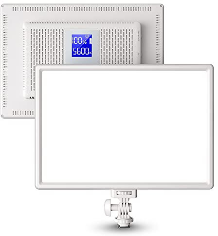 RALENO Led Video Light, White Built-in 4000mAh*2 Battery 3200-5600K CRI95+ 0-100% Brightness Adjustment on Camera Light, for Vlog Lighting Video Recording Conference YouTube Studio Photography