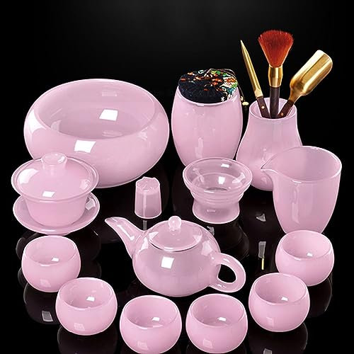 BBAUER teiera marocchina teiera giapponeseServizio da tè in porcellana di vetro e giada, servizio da tè Kung Fu in porcellana bianca per uso domestico(Color:I,Size:)