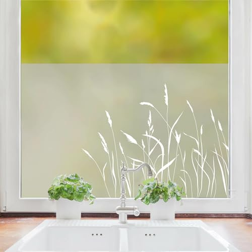 Sichtschutzfolie Gräser Fensterfolie Fensterdeko Milchglasfolie Sichtschutz, 75 cm hoch, 200 cm breit