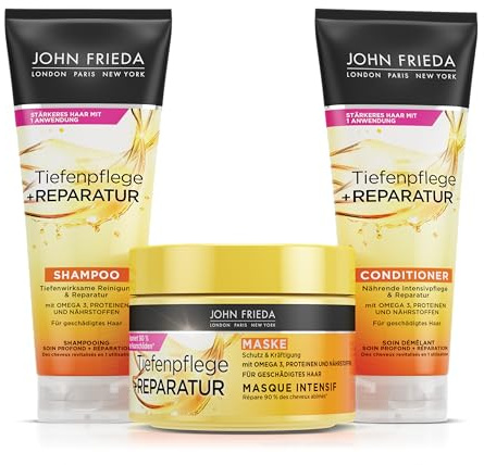 John Frieda Tiefenpflege + Reparatur Set - Shampoo & Conditioner 250ml - Für geschädigtes Haar