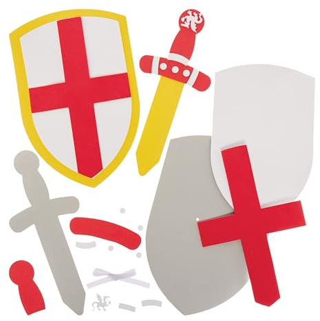Baker Ross FX984 St George Sword and Shield Kits - Pack of 2, Knight Dress Up Crafts for Kids (Kit d'habillage de chevalier pour les enfants)