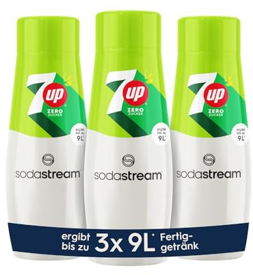 SodaStream Sirop 3 x 7UP Zéro Sucre - 1 Bouteille pour 9 litres de boisson prête à l'emploi, préparée en quelques secondes et toujours fraîche, 440 ml