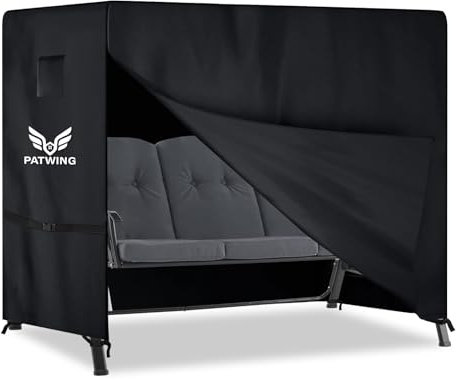 PATWING Hollywoodschaukel Abdeckung 3-4Sitzer,Gartenschaukel Abdeckplane,Reißfest 600D Oxford Hollywoodschaukel Schutzhülle Wasserdicht,Winddicht,für Gartenschaukel,Gartenmöbel
