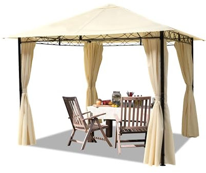 TOOLPORT Tonnelle de Jardin 3x3 m Pavillon avec 4 côtés - bâche de Toit env. 180 g/m² crème