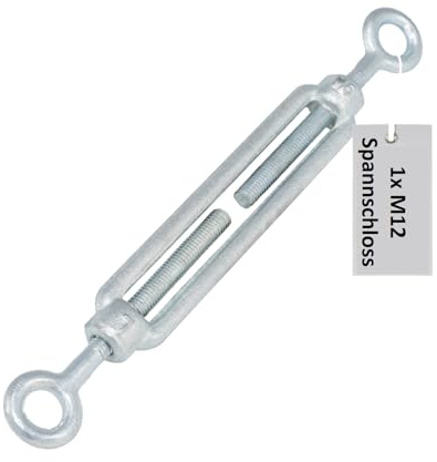 Drahtseil Spanner Spannschloss Drahtspanner Auge-Haken/Öse-Öse M12 M10 M8 M6 Sonnensegelbefestigung verankern Seilspanner Spannschlösser (Öse-Öse, 1 Stück, M12)