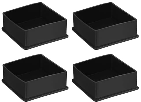 sourcing map 4Pcs PVC Square Chair Leg Caps, 75mm x 75mm OD Black Furniture Feet Pads Table Foot Cover Caps Floor Protectors for Patio Table Cabinet Bed Furniture
