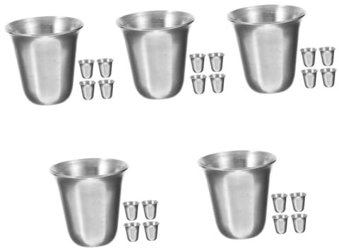 Cabilock 25 Piezas Cáliz Iglesia Taza Fiesta Acero Comuniones Taza Fogata Tazas Portátil Comuniones Taza Religiosa Taza Con Bolsa De Acero Inoxidable Comuniones Taza De Metal Taza