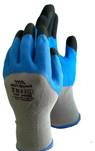 RwnylBi Arbeitshandschuhe herren und damen 12 Paar Größe 9L/10XL - Gartenhandschuhe Mechaniker Handschuhe- Blau Latex Handschuhe Bauarbeiter, Gärtner, Mechaniker, Bauarbeiter, Lagerarbeiter. (L)