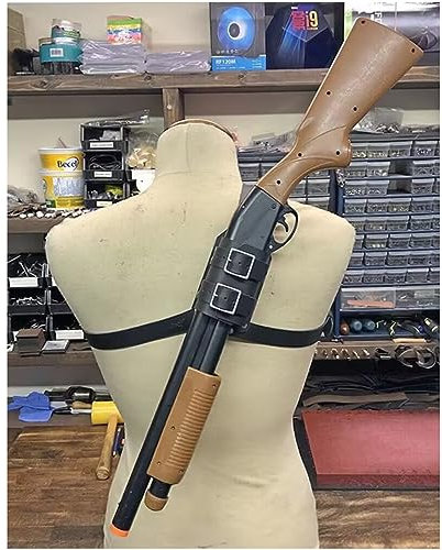 MDFCZXP Mittelalterliche Schrotflinte Holster Steampunk Revolver Holster Erwachsene Vintage Gothic Leder Punk Hunter Pistole Set für Dress Up Cosplay,Schwarz,10cm