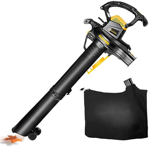 Soplador y trituradora de Hojas eléctrico con Bolsa de 40 l, Potente aspiradora y trituradora de jardín de 3800 W, Cable de alimentación de 3 m, 6 velocidades, relación de trituración de 16:1 para e