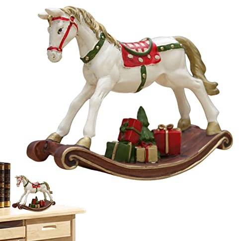 Schaukelpferd-Weihnachtsdekoration – Dekorative Harzfigur, Vintage-Hobbypferd-Tischakzent | Wunderschöner Hängender Baumschmuck, Einzigartige Heimdekoration, Feiertage Und P