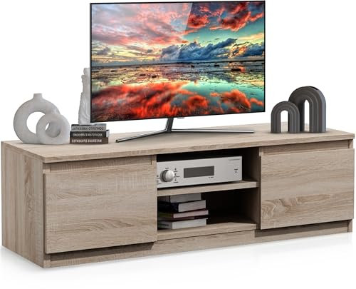 Beneli TV-Lowboard Sonoma 120x40x36 cm | Moderner TV-Schrank mit Stauraum | Fernsehschrank in Holzoptik | Stilvolles TV-Möbel für Wohnzimmer