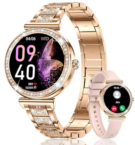 CIVO Smartwatch Damen Telefonfunktion Armbanduhr: Sport Fitness Tracker Smart Watch Kompatibel Android iOS - Blutdruckmessung Pulsuhr Fitnessuhr Roségold Wasserdicht