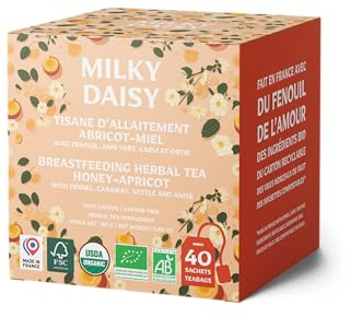 Milky Daisy - Tisana de Lactancia Orgánica - Sabor Fresa con Hinojo, Alcaravea y Ortiga - 40 Bolsitas de Infusión Compostables - Bienestar Digestivo y Apoyo a la Lactancia