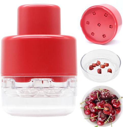 Cherry Pitter Tool, Cherry Core Remover, Olive Pitter, Stoner Corer Tool, Heavy-Duty Cherry Seed Remover with Lock Design, Fruit Core Remove Tool for Making Cherry Jam/Cake/Ice Cream (Red)