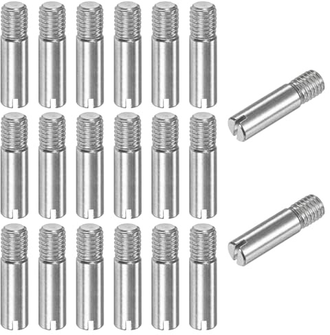 M METERXITY 20 Stück 304 Edelstahl Außengewinde Zylinderstifte, Φ8*30mm, Geschlitzter Spannstifte, Gewindestifte, Metallstifte, Befestigungsstiftestifte, für Möbel, Bastelprojekte