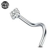 AceFun 20G Titanium Nose Stud Silver 1 Straight Screw L Shaped Nose Stud Titanium Steel 1.5mm 2mm 2.5mm 3mm diamond Nose Piercing Stud Jewelry for Women Men with Cubic Zirconia 1 Piece
