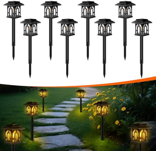 8 Pezzi Luci Solari per Esterni Giardino, Lampada Solare Esterno, IP65 Impermeabile, LED Luci Solari Giardino Decorazione per Vialetto, Patio, Prato, Cortili, Sentieri (Bianca Calda)