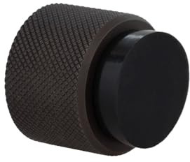 EVI Herrajes | Tope para Puerta de Pared de Diseño - Moleteado Diamante | Ø28x28mm | Latón rústico - Goma Negra | Montaje Adhesivo y con Tornillo | I-198MOCRU