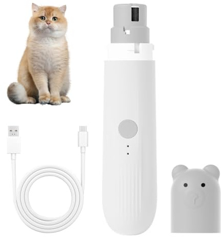 MiOYOOW Elektrischer Krallenschneider, Krallenschleifer für Katzen und Hunde mit LED-Licht, 2 Geschwindigkeiten, Geräuscharmes Nagelschleifer Pflegewerkzeug für Welpen, Kätzchen, Kaninchen, Papageien
