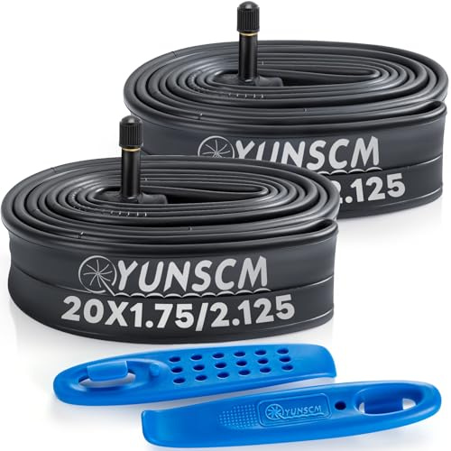 YunSCM 20 Zoll Schlauch 20x1.75/1.90/1.95/2.0/2.10/2.125 AV32mm Ventil kompatibel 20 Zoll Fahrradschlauch/Kinderfahrrad/Elektrofahrrad Schlauch 20x1.75 20x1.90 20x1.95 20x2.0 20x2.10 20x2.125