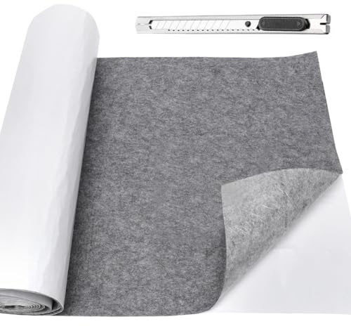 Ranjima filt självhäftande mörkgrå, 40 x 220 cm självhäftande filt 2 mm tjock filtmatta, självhäftande filtrulle med hantverkarkniv, självhäftande filttyg för soffa (mellangrå, 3 mm 40 x 220 cm)