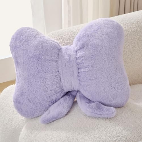 Novohive Rosettkudde prydnadskudde soffkuddar fjärilsformade dekorativa söta kuddar för säng soffa söt heminredning, lila 36,8 x 30,5 cm