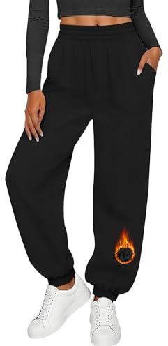 Neteson Pantaloni Sportivi Donna Larghi a Vita Alta con Tasche Pantaloni da Jogging in Felpa Termici Invernali Pantaloni della Tuta Yoga Casual per Fitness Sport Jogger Running