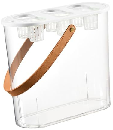 PawwJoy Pot de culture hydroponique à 6 trous pour intérieur avec poignée, mini système aquaponique transparent, blanc, 29,2 x 11,8 x 28,1 cm