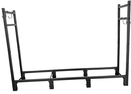 AlluraPet Portalegna da ardere in ferro battuto, grande supporto impilabile, salvaspazio, per terrazza del cortile, montaggio semplice, 113,8 x 24,9 x 80 cm