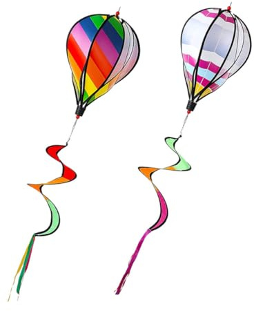 TOYZFRIENDY 2pièces Moulins à Vent Suspendus Forme De Montgolfière Jouets Extérieur Ornements De Jardin Suspendus