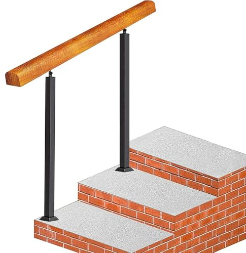 Soportes ajustables Barandilla de madera para porche Barandilla interior para escaleras Doble poste de sujeción (110cm/43.3in)