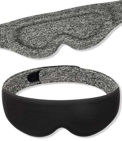lulir Schlafmaske Herren Damen, Upgrade Lichtblockierend Augenmaske, Atmungsaktive Ergonomische 3D Schlafbrille für Seitenschläfer, Schlafmaske Bequem mit Klettverschluss für Reisen, Grau