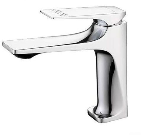 Besttoolifes Modern Art - Grifo mezclador cuadrado para lavabo de baño con mango de una sola palanca, construcción de latón para agua fría y caliente, acabado negro, gris o plateado (plateado)