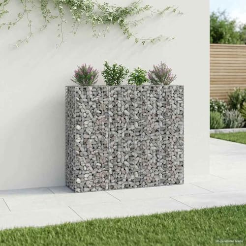 GeenYuu Gabbione rialzato, 2 pezzi, in acciaio zincato, 170 x 50 x 150 cm, elemento da giardino con altezza per verdure, erbe, fiori, per esterni
